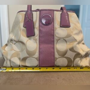 Vintage Coach CC Logo Purple Stripe Tote